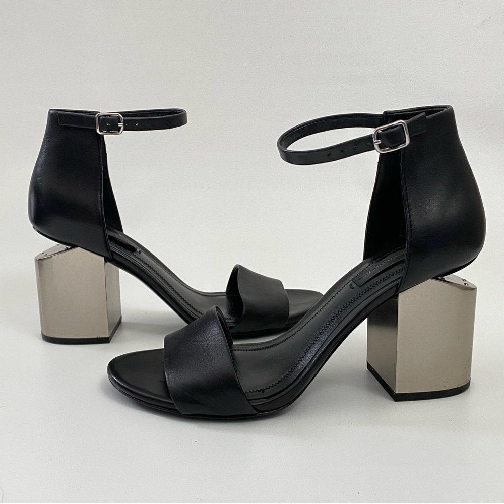 Alexander Wang Black Cut Out Block Heel Sandals Size 6 Open Toe Ankle Strap